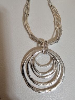 Kim Rogers Silver Multi-Ring Pendant Necklace